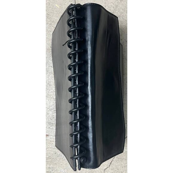 Atribut Handcrafted Black & White Leather Bag Detachable Strap / Spiral Top NEW - Picture 8 of 16